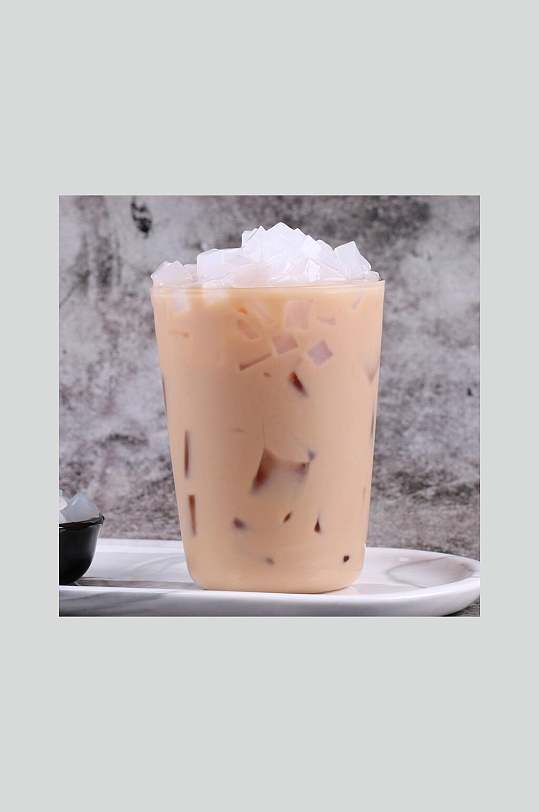 白色椰果奶茶图片