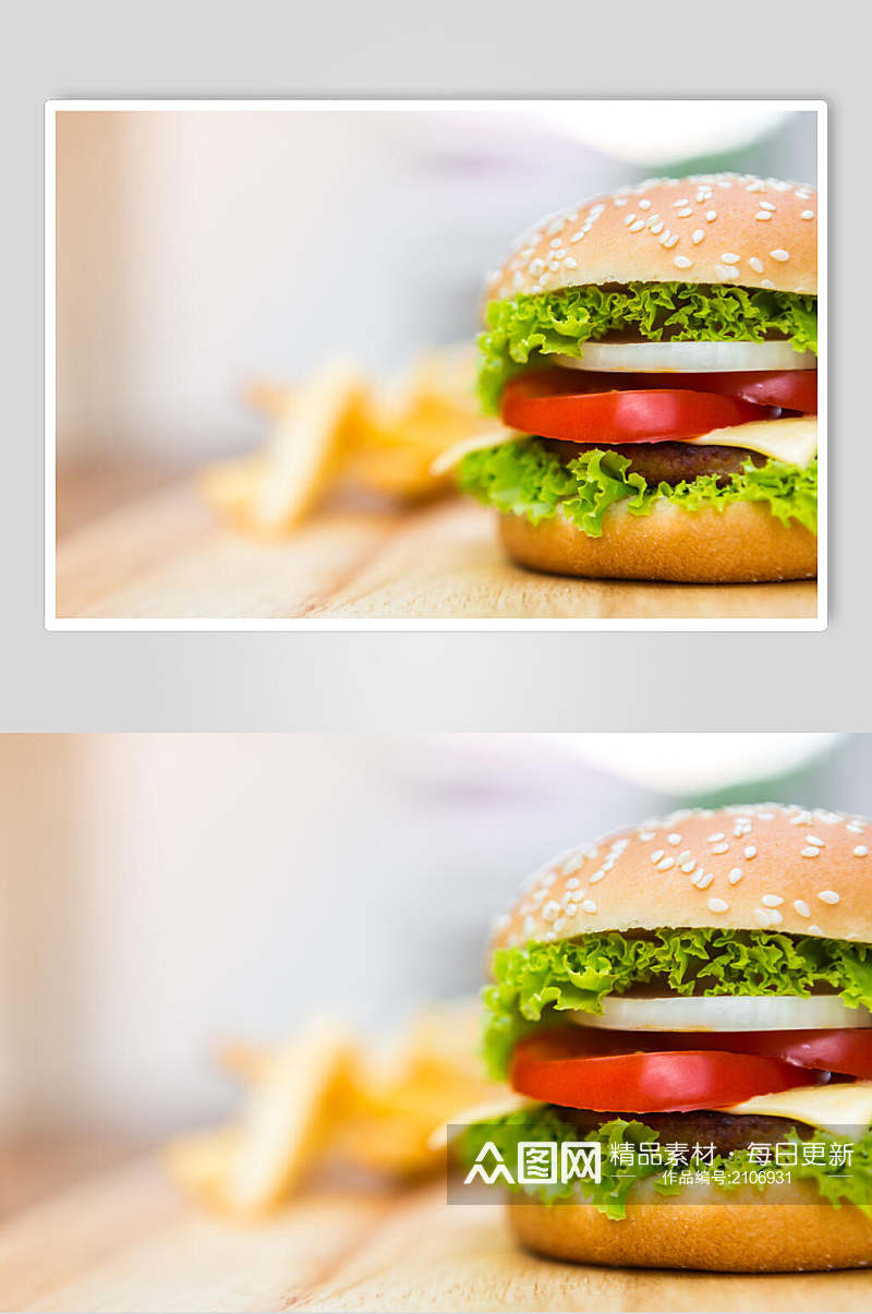 招牌美味汉堡炸鸡美食图片素材