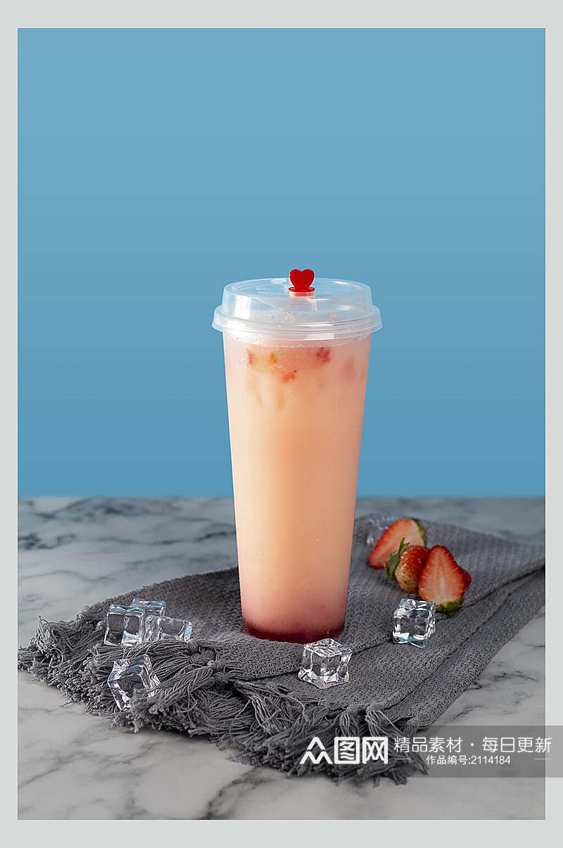 加冰草莓果汁奶茶食品摄影图片素材