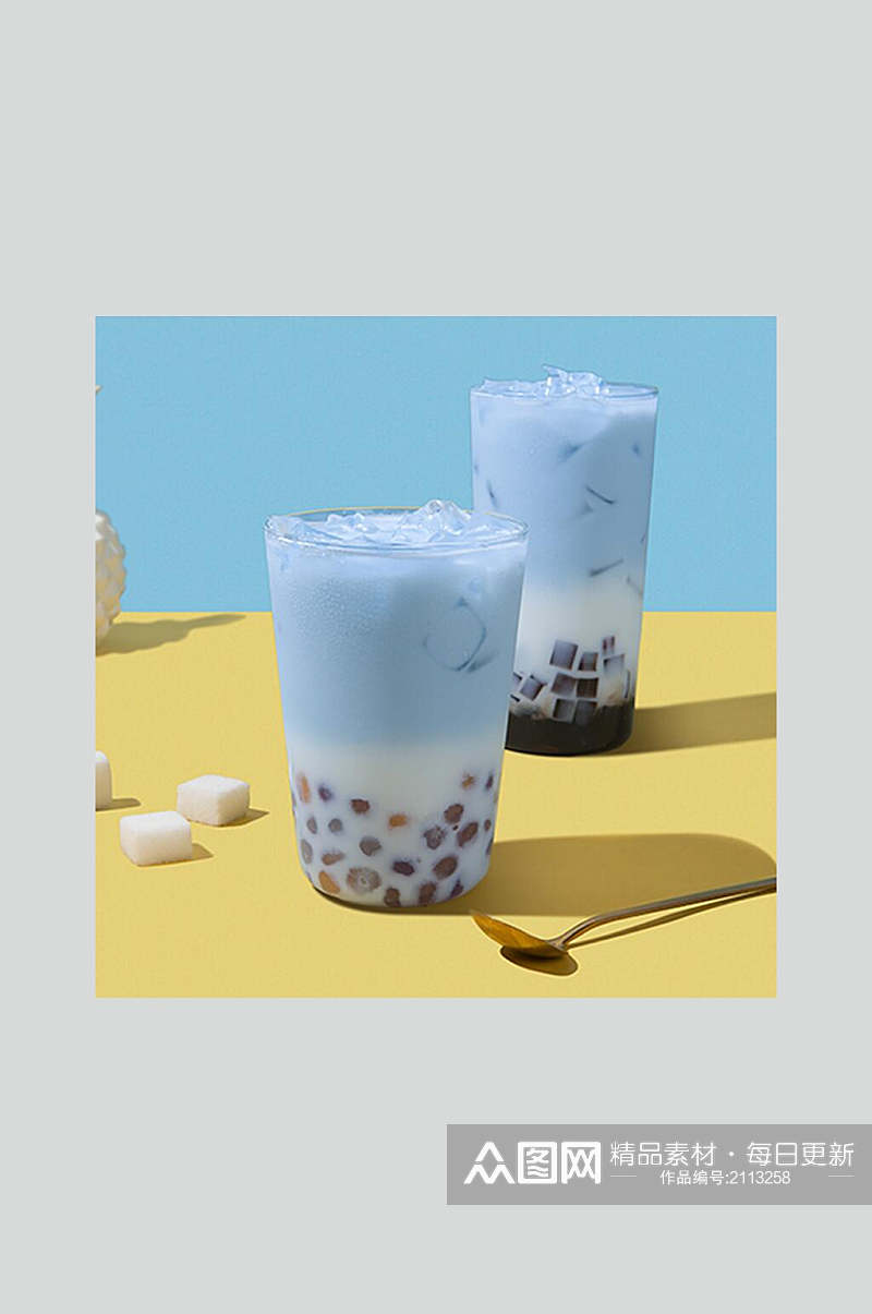 浅蓝色珍珠奶茶摄影图片素材