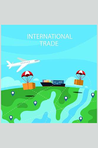 清新扁平化国际贸易背景地图素材