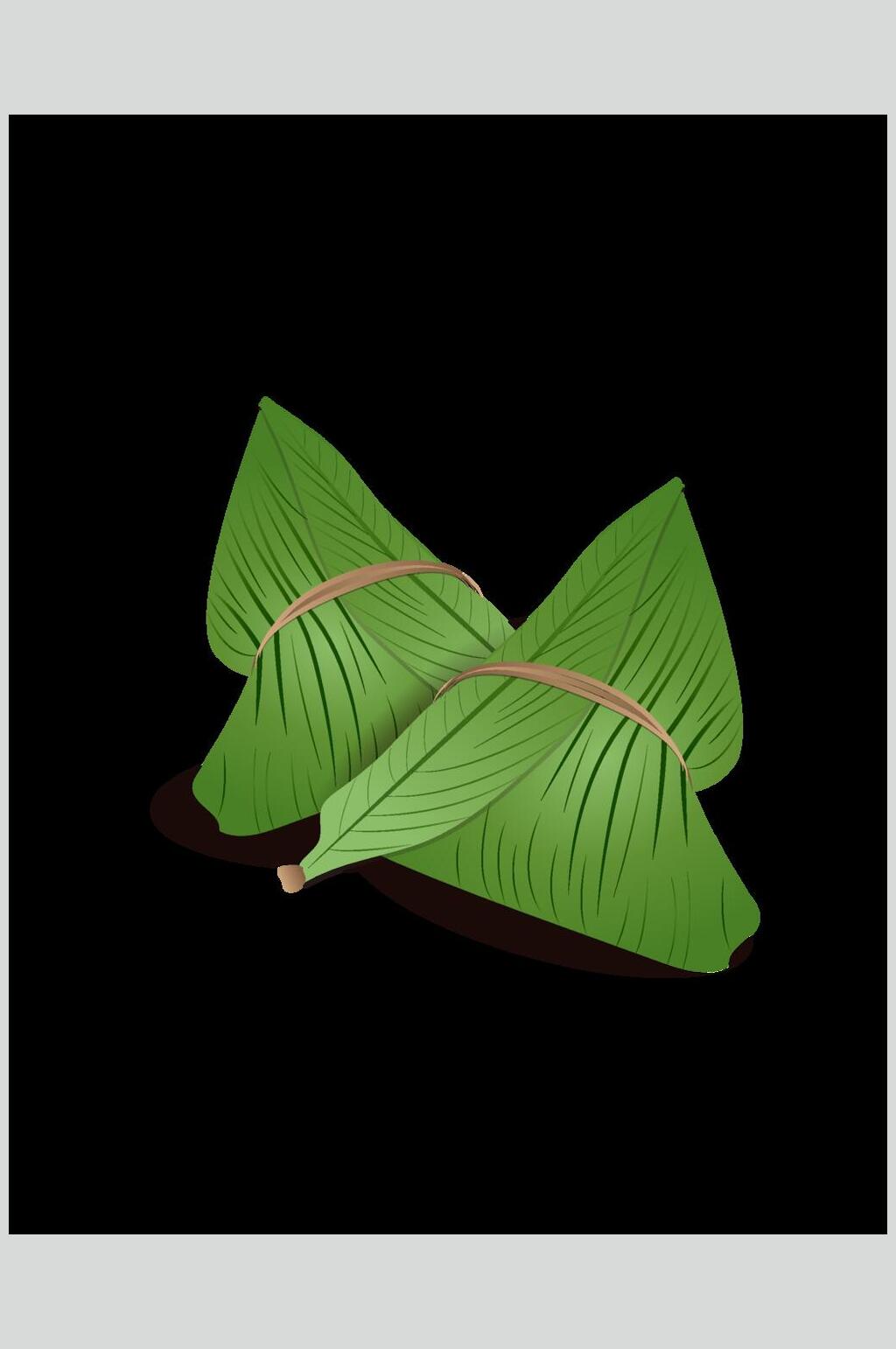 黑底美味粽子端午节插画元素素材