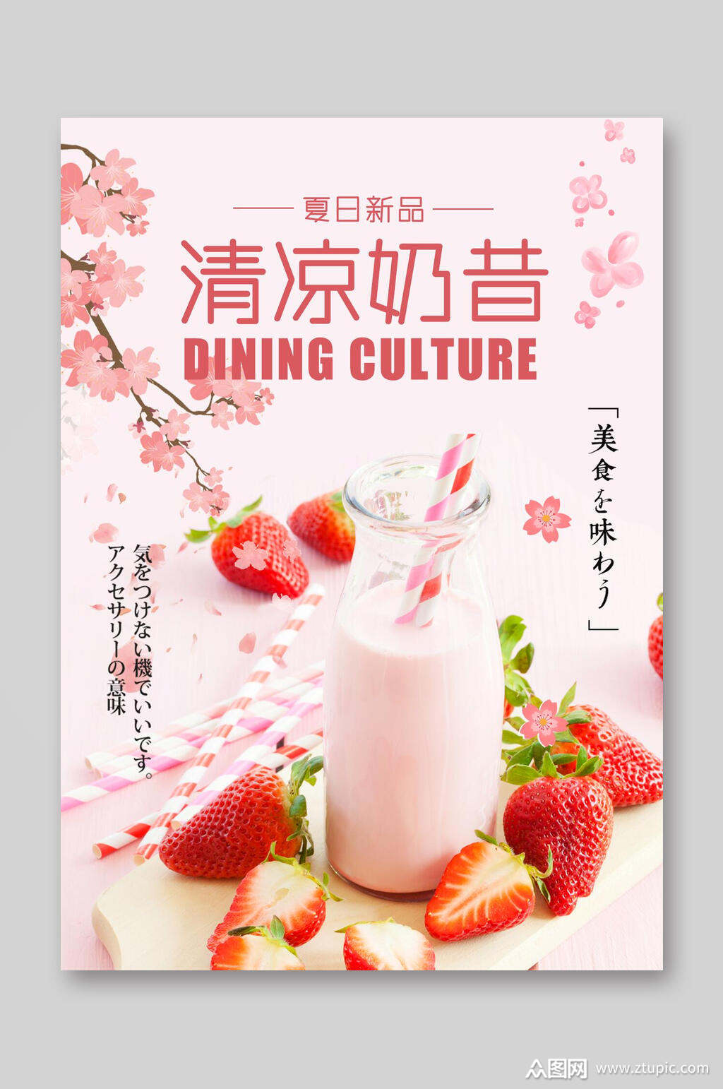 清凉奶昔餐饮美食菜单海报