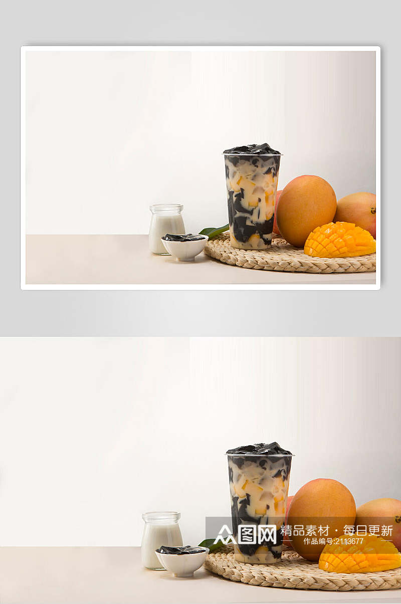 芒果烧仙草果汁奶茶美食图片素材
