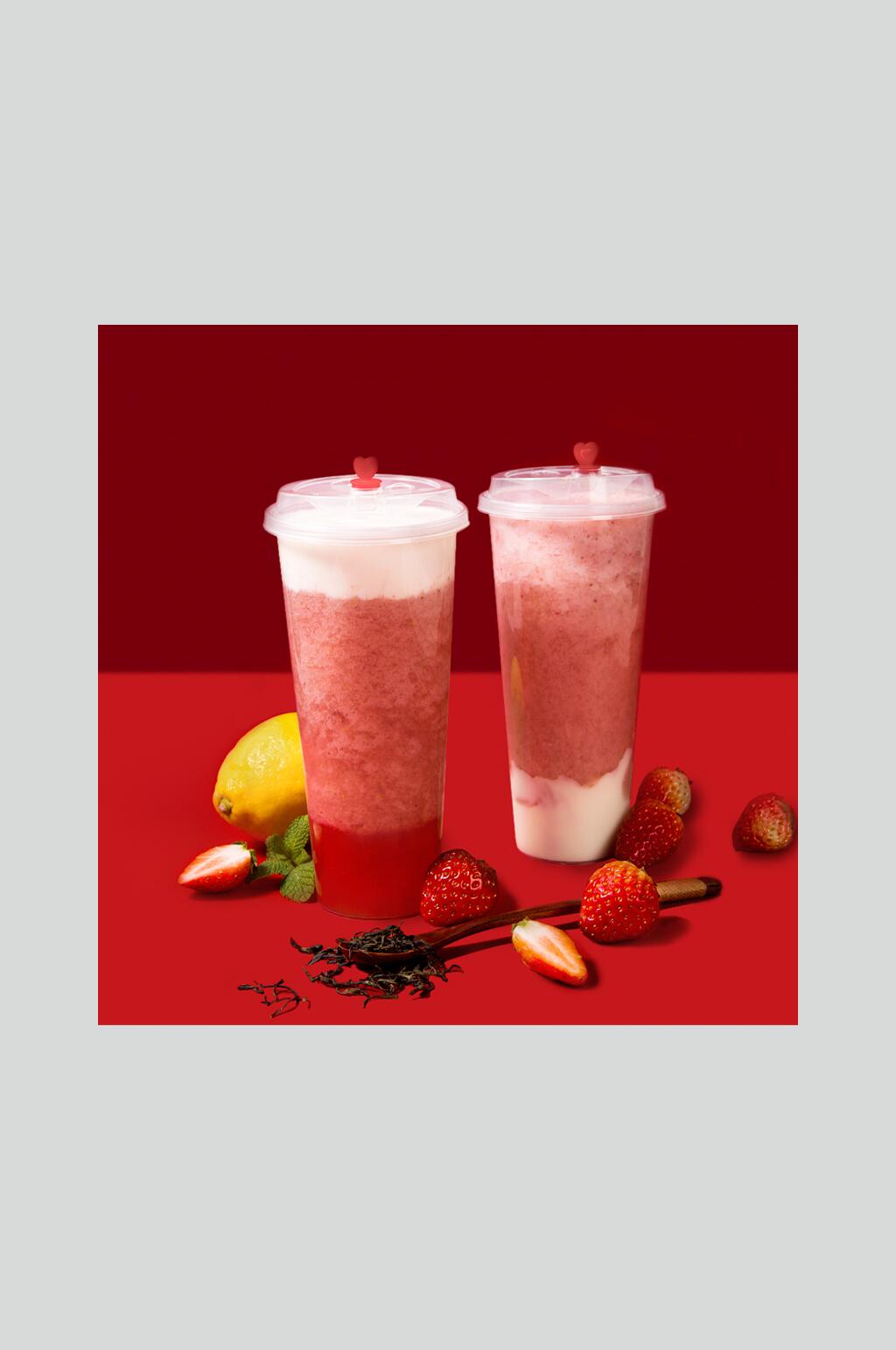 草莓柠檬奶茶摄影图片素材