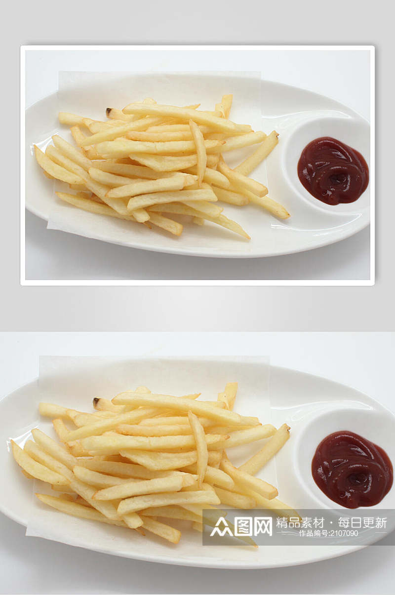 金黄美味薯条番茄酱汉堡炸鸡美食摄影图片素材