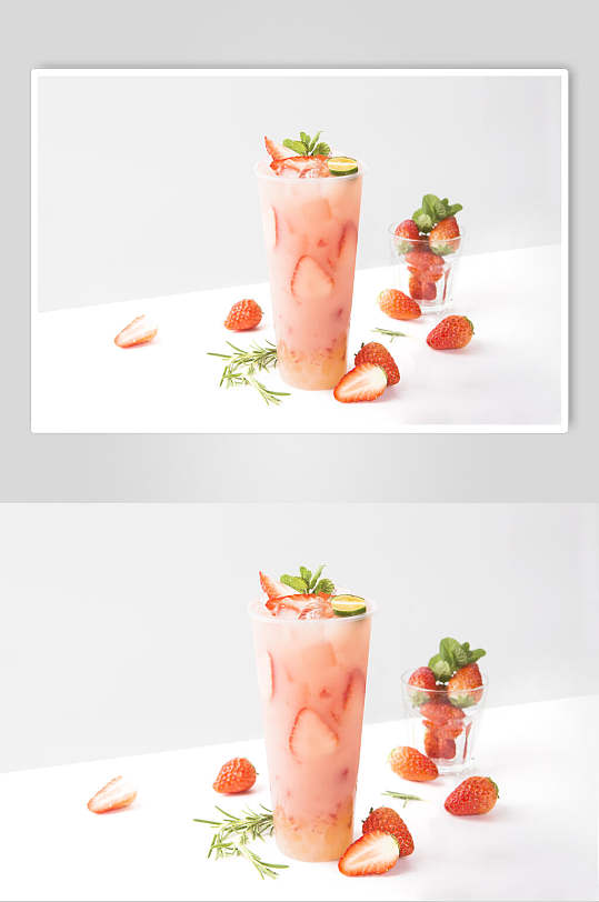 美味草莓果汁奶茶食物高清图片