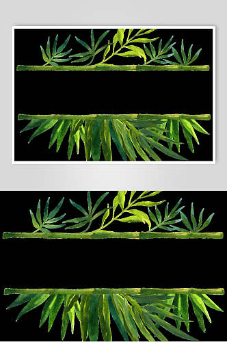 水彩绿色竹子矢量素材