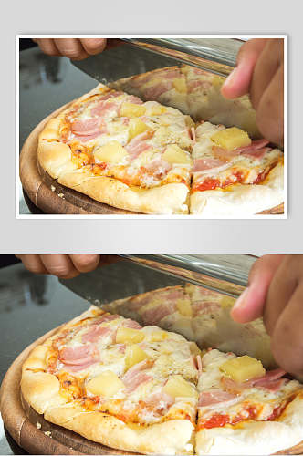 火腿披萨美食图片