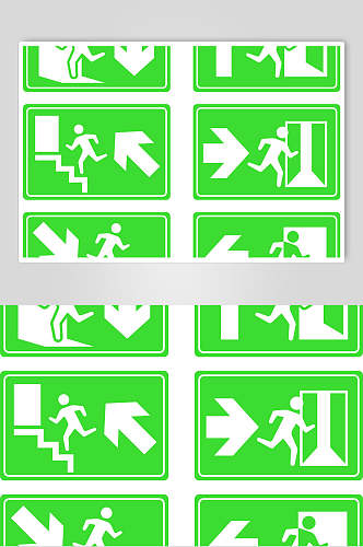 安全出口入口绿色指示牌设计元素