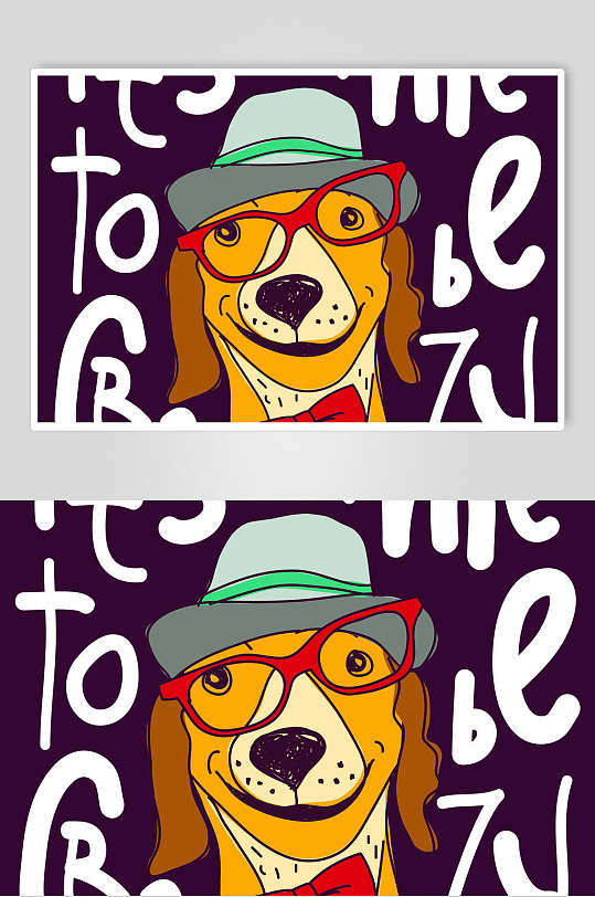 创意动物宠物狗狗矢量插画素材