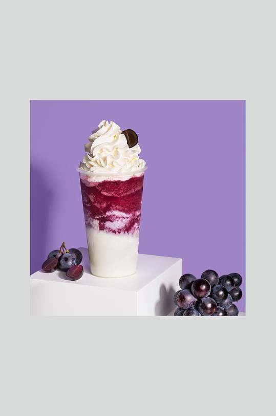 简约美食葡萄奶昔奶茶图片