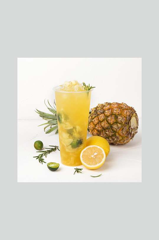菠萝柠檬奶茶摄影图片