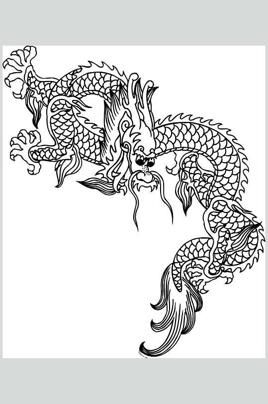 时尚精美灰色龙纹图片矢量素材