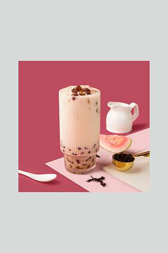 潘石榴珍珠奶茶摄影图片