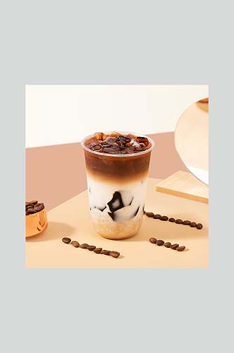 咖啡色仙草奶茶图片