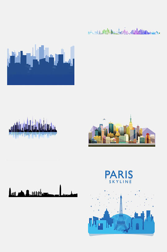 巴黎天际线城市剪影免抠设计元素