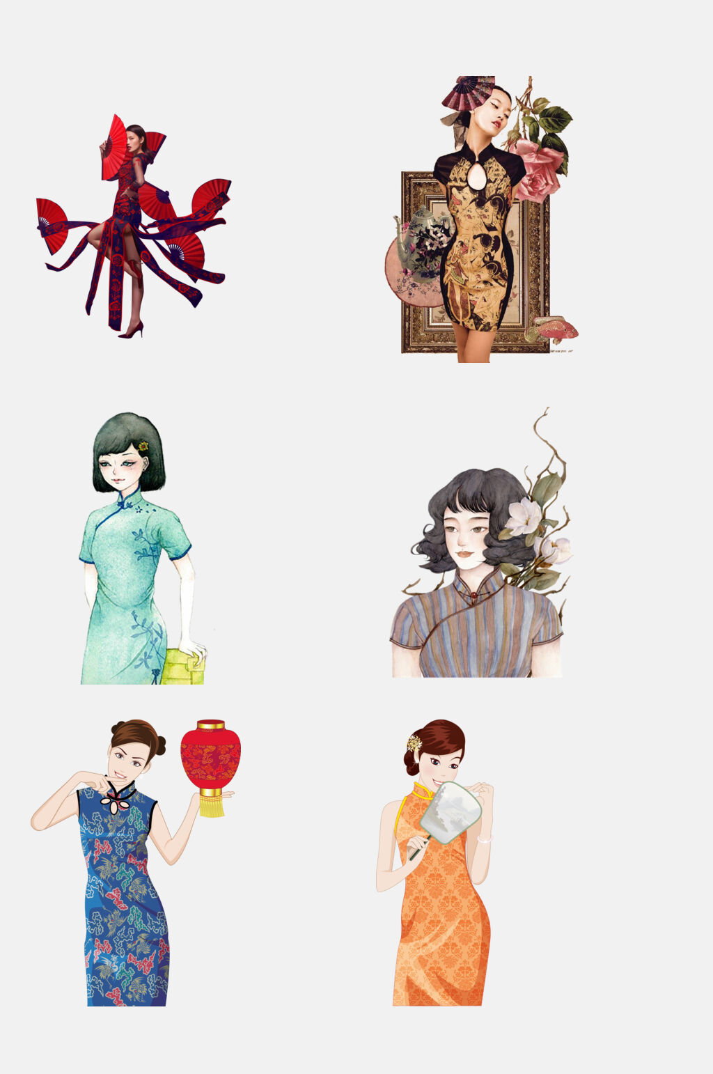 典雅中国风旗袍古典美女素材素材