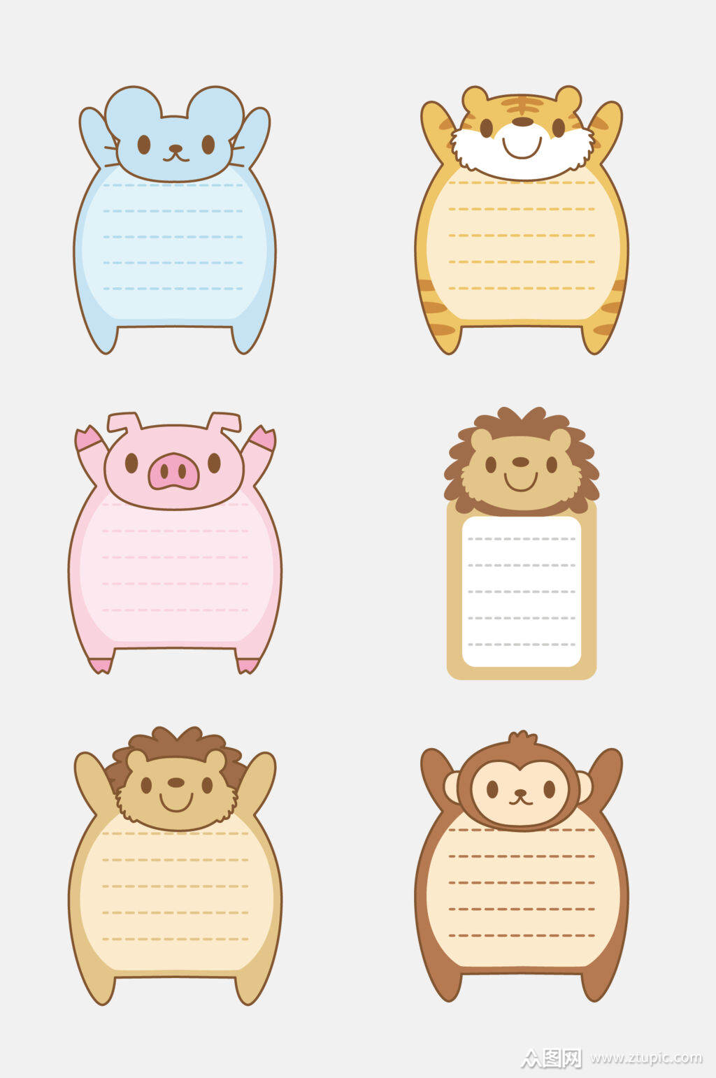 大气可爱小动物书签标签牌免抠素材素材