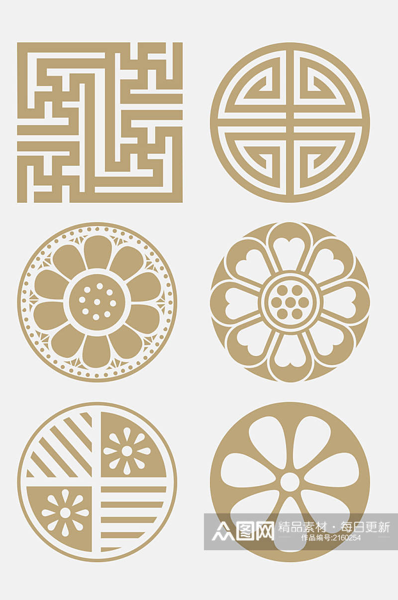 精致金色中式古典花纹免抠元素素材