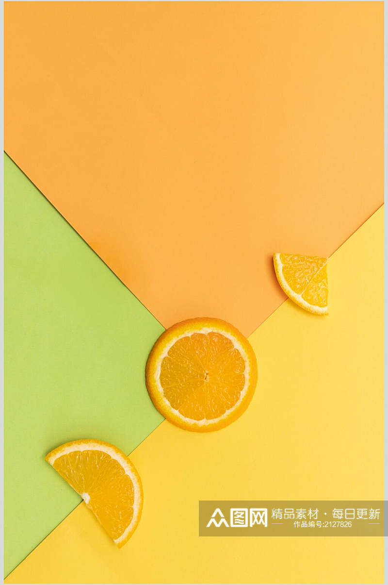 新鲜橙子平切水果美食图片素材