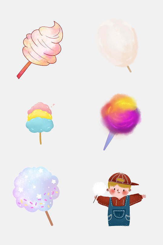 时尚创意彩虹棉花糖免抠元素