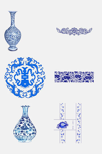 中国风青花瓷瓶子图案素材