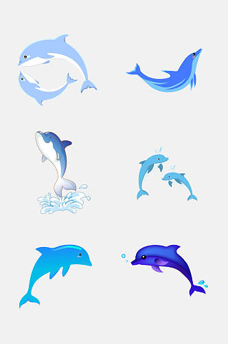 蓝色动物鲸鱼海豚免抠元素