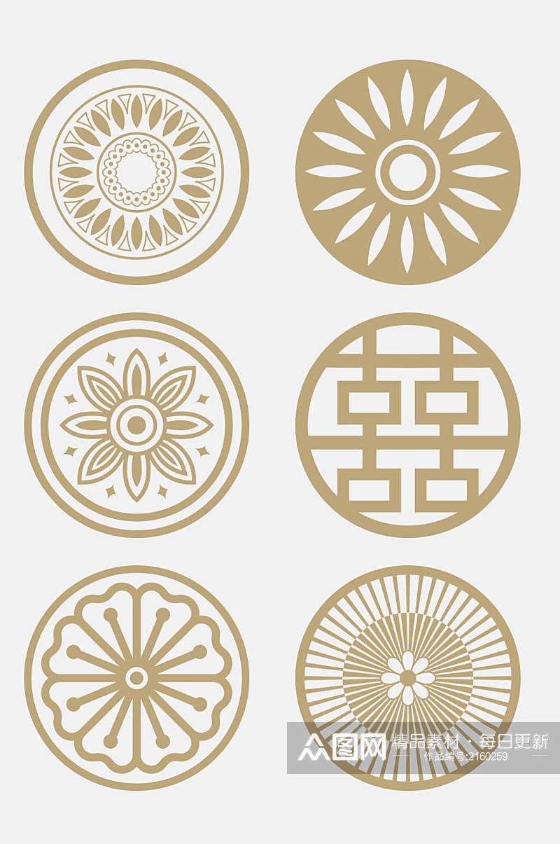 金色精美中式古典花纹免抠元素素材
