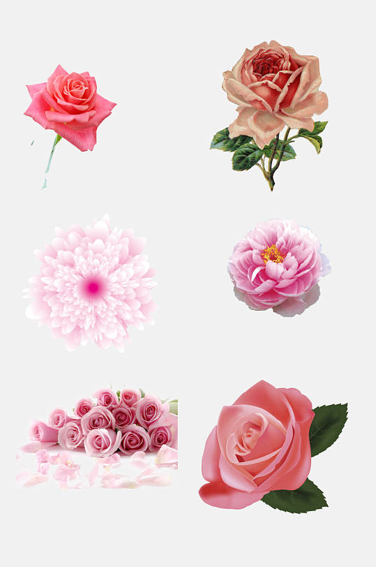 水彩花束花朵情人节玫瑰花免抠元素
