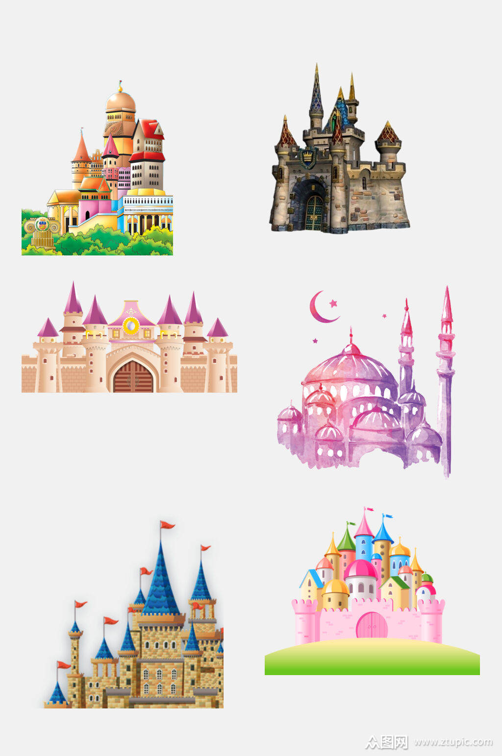 卡通欧式城堡宫殿免抠元素