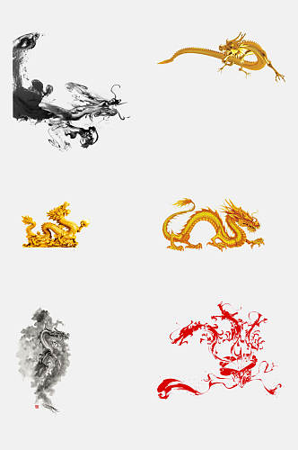 水墨画中国风龙纹图案免抠元素素材