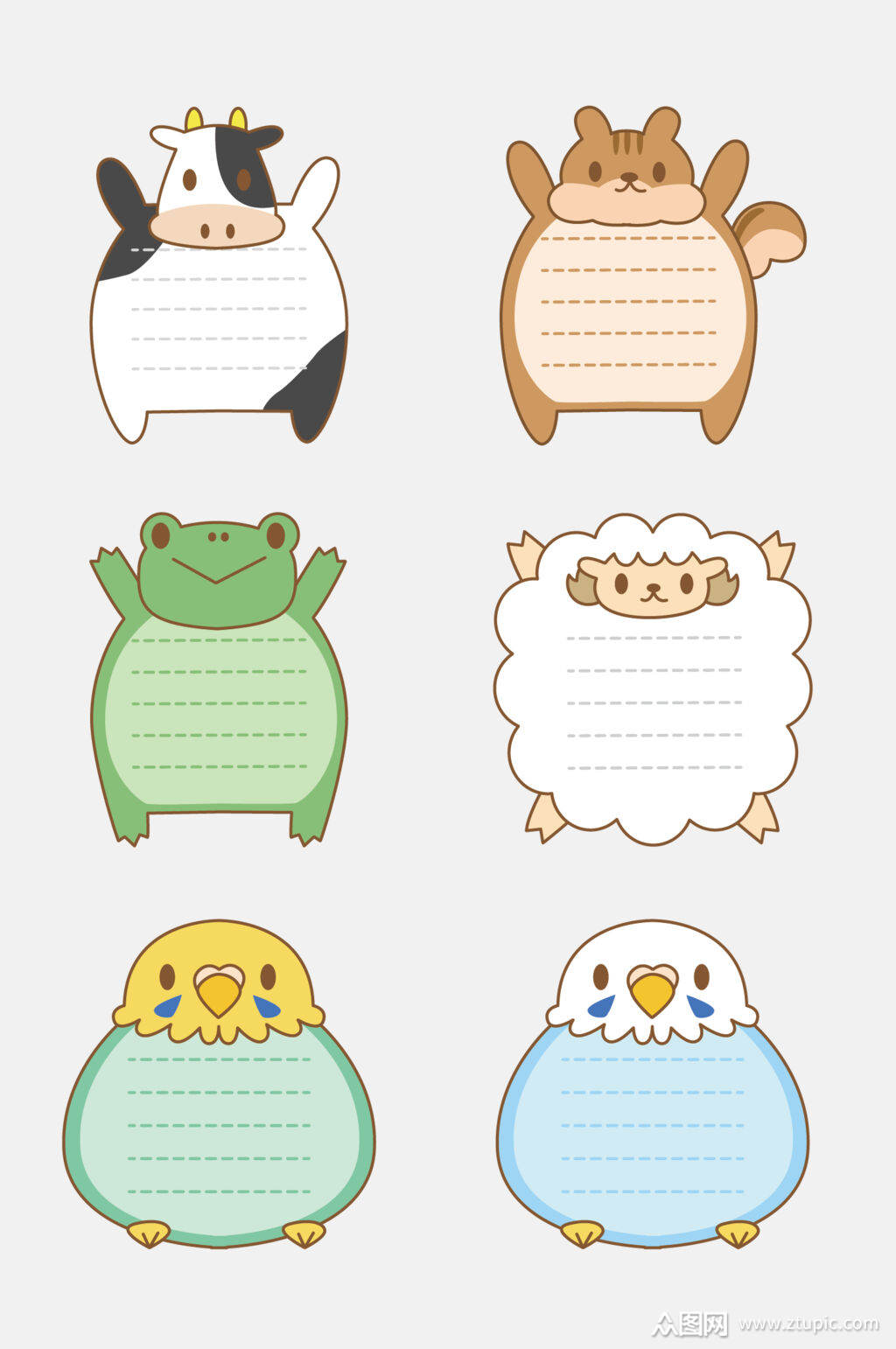清新创意可爱小动物书签标签牌免抠素材模板下载-编号2152351-众图网