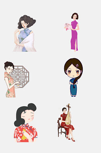 中式中国风旗袍古典美女素材