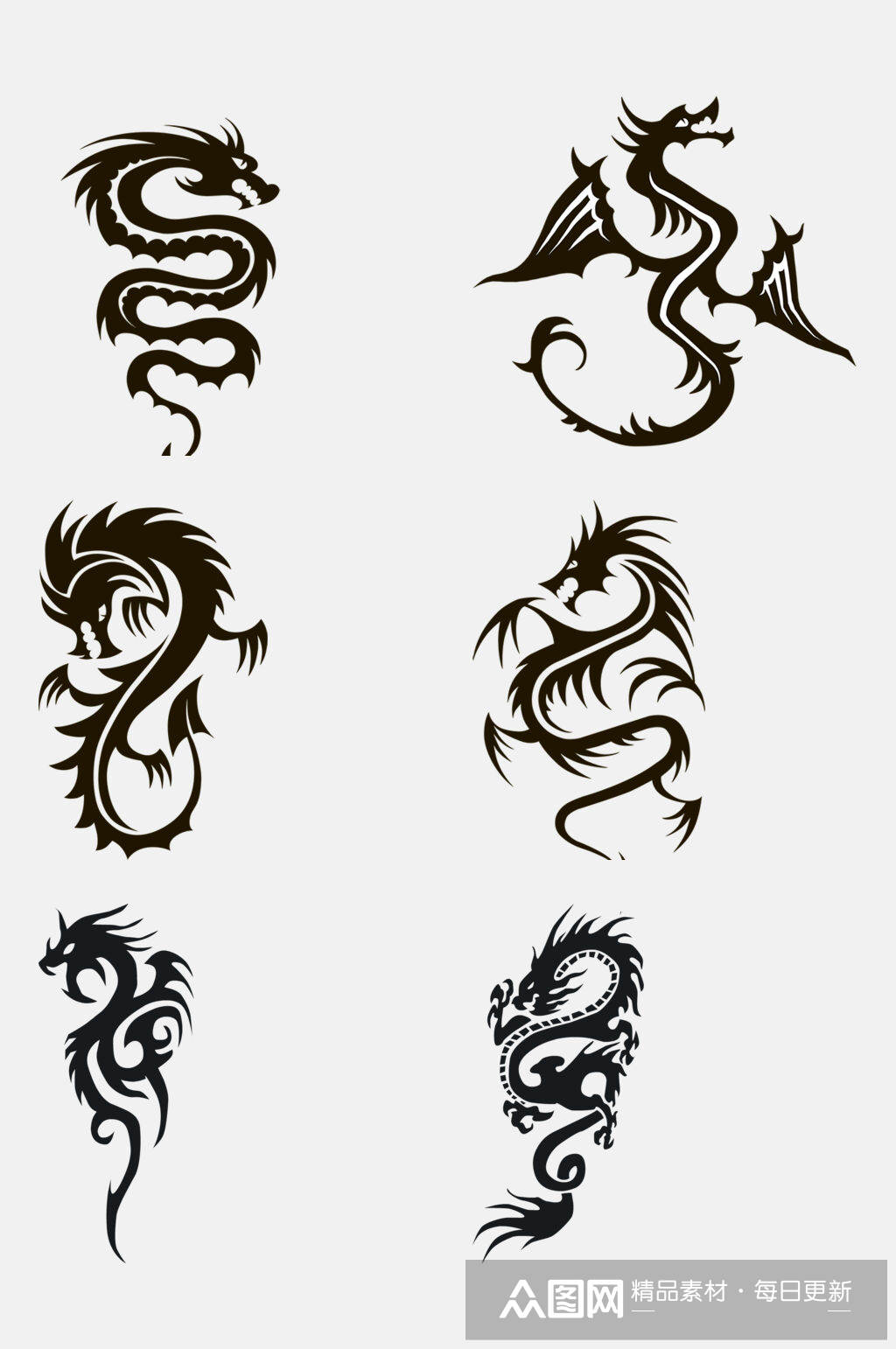 手绘画古典龙纹龙图腾免抠元素素材