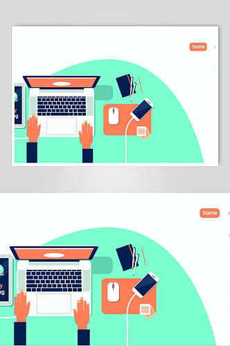 网上工作扁平化矢量设计元素素材