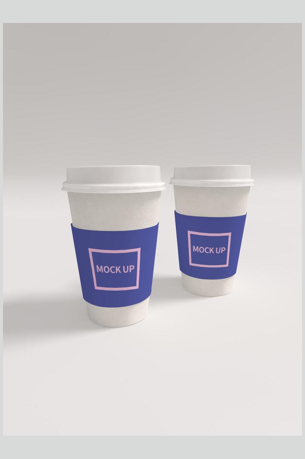 蓝白咖啡杯饮料杯样机效果图素材