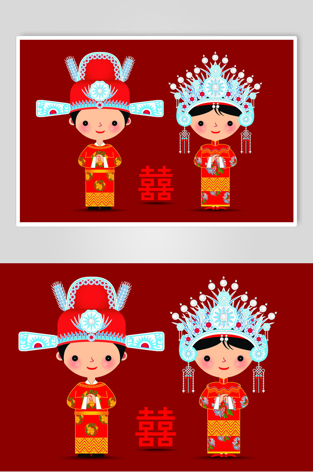 中式喜庆红色婚礼结婚矢量素材素材