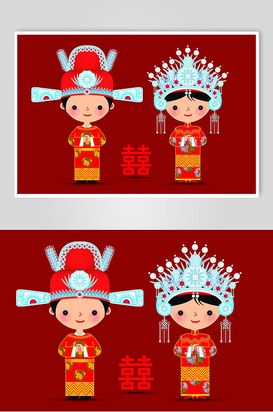 中式喜庆红色婚礼结婚矢量素材