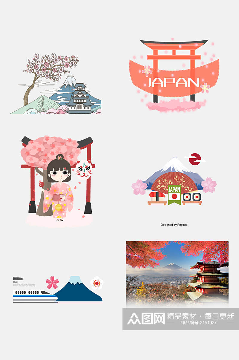 樱花日本旅游风光免抠元素素材