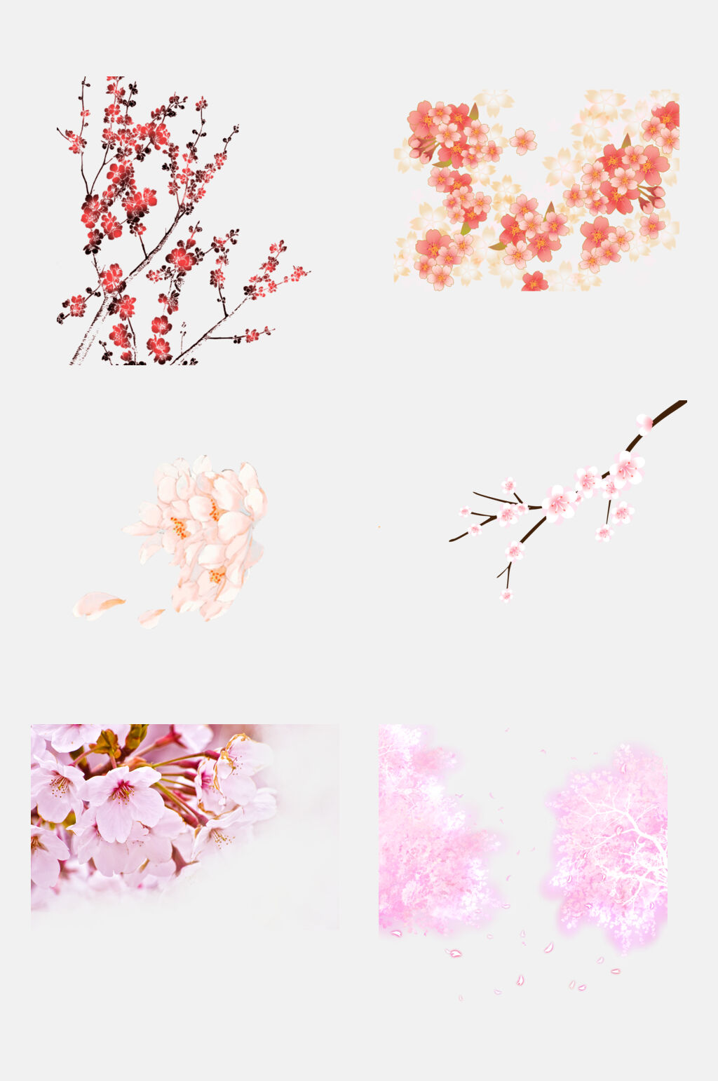 粉色唯美桃花樱花荷花莲花免抠元素素材