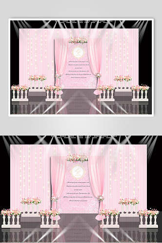 粉色时尚婚礼布置签到处背景展板海报