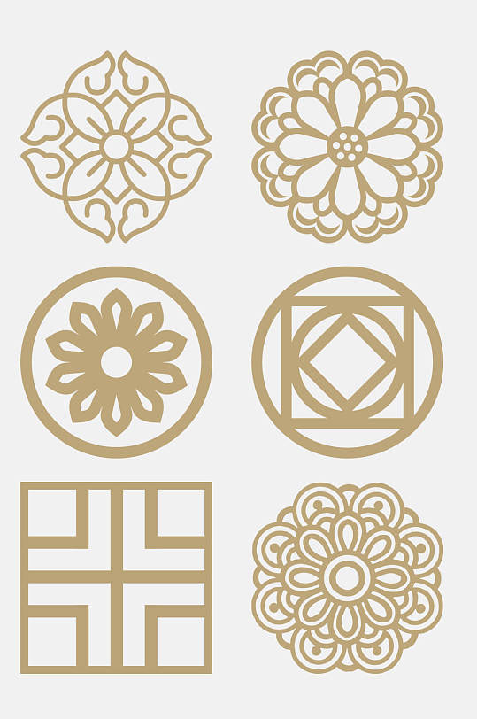 金色精美中式古典花纹免抠元素