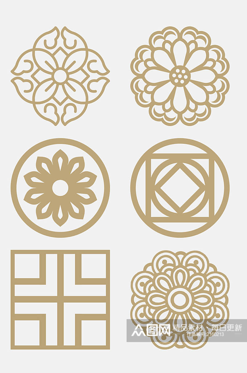 金色精美中式古典花纹免抠元素素材