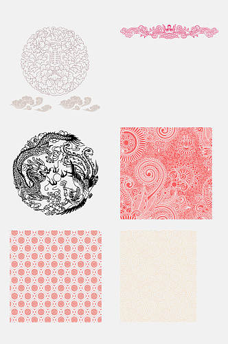 中国风中式底纹图案元素素材