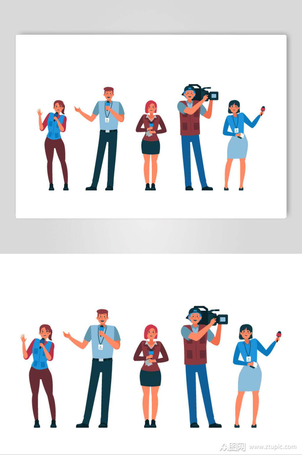 记者扁平化人物矢量元素素材