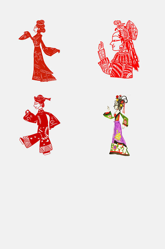 国粹经典皮影人物免抠元素