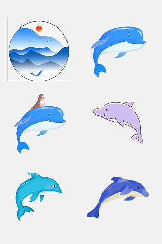 中国风动物海豚免抠元素