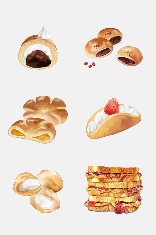 吐司面包烘焙享受生活海报立即下载插画卡通手绘篝火情书信封文艺涂鸦