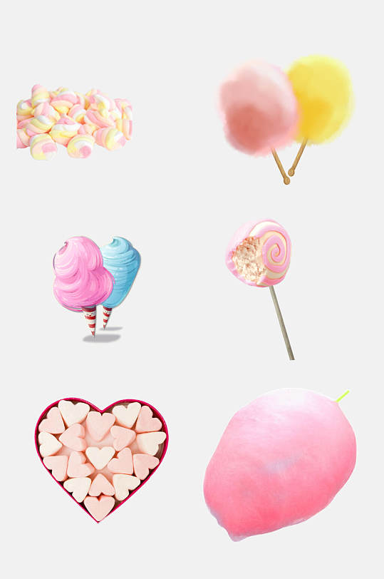 创意爱心彩虹棉花糖免抠元素